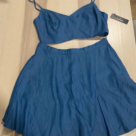 Lulu’s - Accompany Me Blue Chambray 2 Piece Dress - Picture 3 of 7